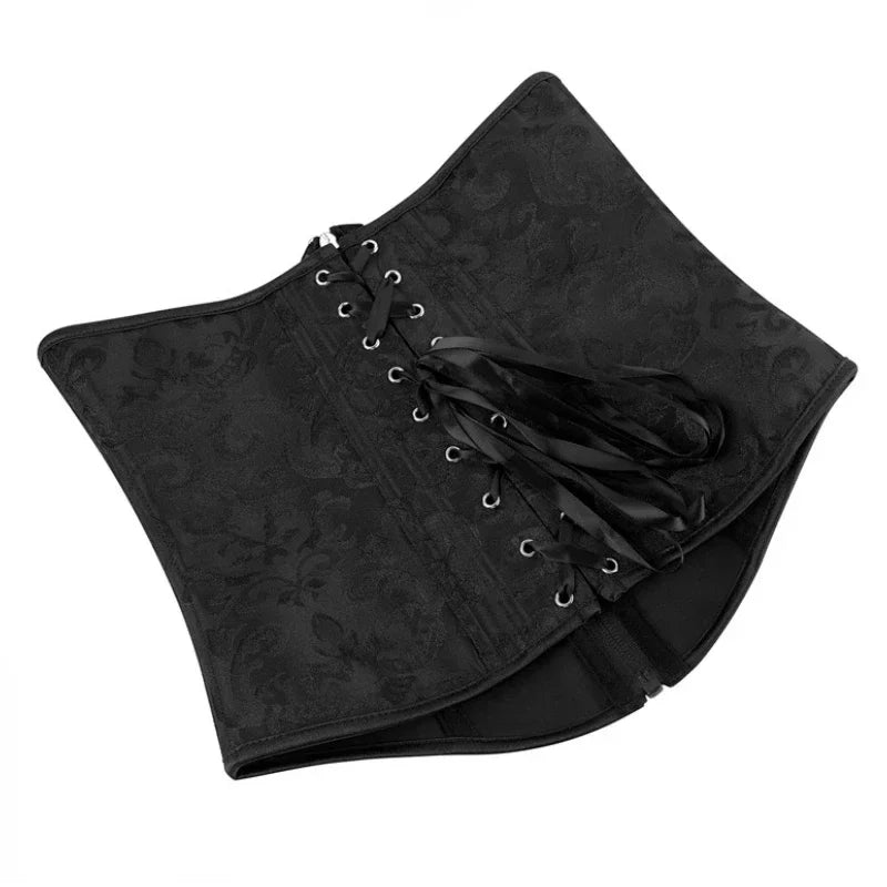 Corset Underbust Plus Size Jacquard Gótico — Cintura Cincher