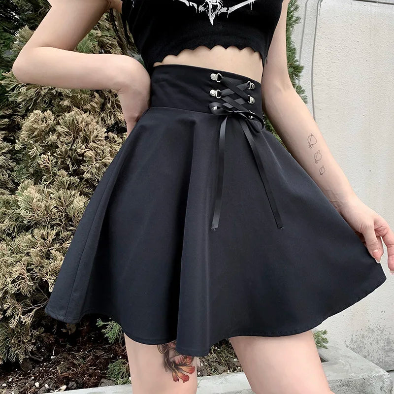 FICHOR-Mulheres Góticas Renda Ruffle Mini Saias, Harajuku, Fairy Grunge, Xadrez Rosa, Plissado, Japonês Lolita Streetwear, Mall Goth