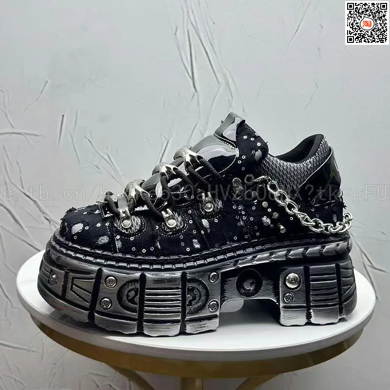 Novo Lançamento Verão 2026: Tênis Masculino Estilo Punk com Plataforma, Personalidade Niche, Moda Urbana Descolada, Modelo Dad Shoes