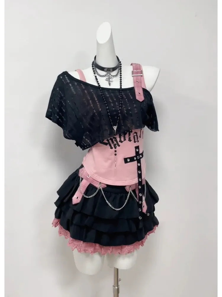 Conjunto Punk Princess Gótico 3 Peças