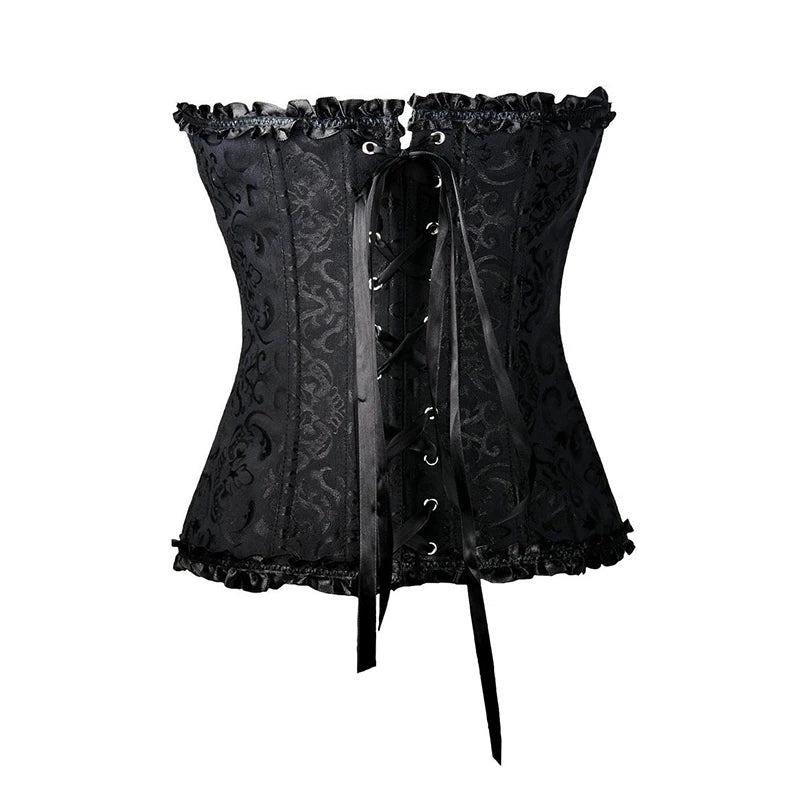 BurVogue Mulheres Lace Up Sexy Floral Desossado Espartilho Overbust Corpo Shaper BustierLingerie Bodyshaper Top Espartilhos Top
