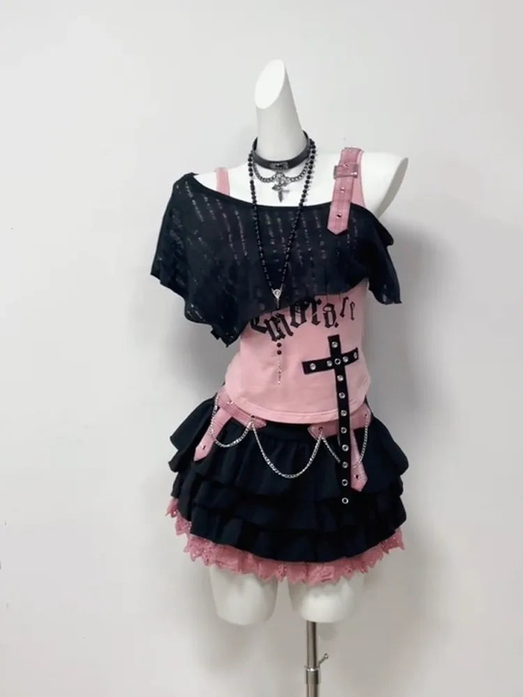 Conjunto Punk Princess Gótico 3 Peças