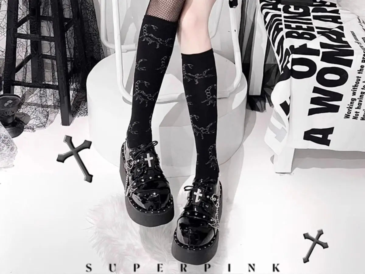 Sapato Plataforma Slip-On Gótico Punk