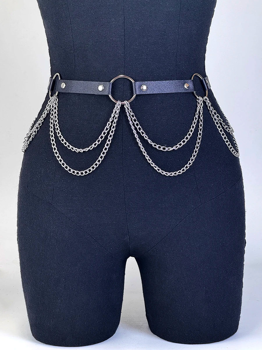    Mulheres sexy cinto de couro cintura corrente arnês moda cintura acessório lazer punk gótico roupas jóias cinto