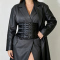 Novo Cinto Largo Punk Preto em Couro PU para Mulheres, Cintos Modeladores de Cintura Alta Elásticos, Cintos Pretos para Vestidos Femininos.