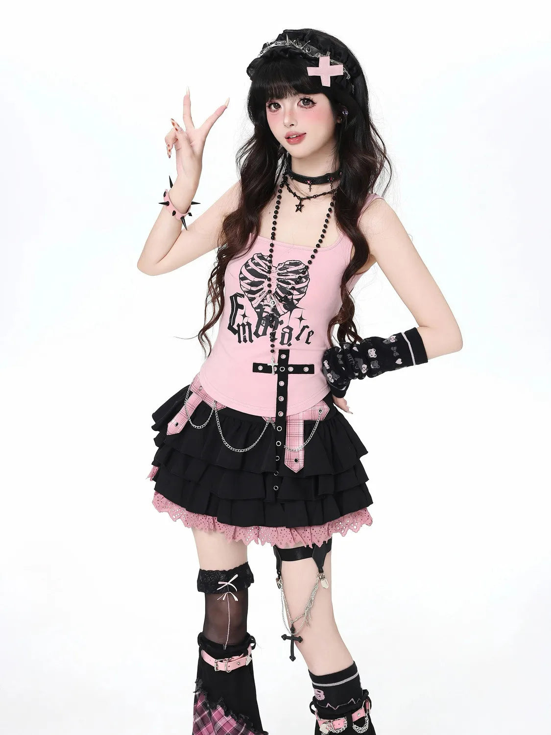 Conjunto Punk Princess Gótico 3 Peças