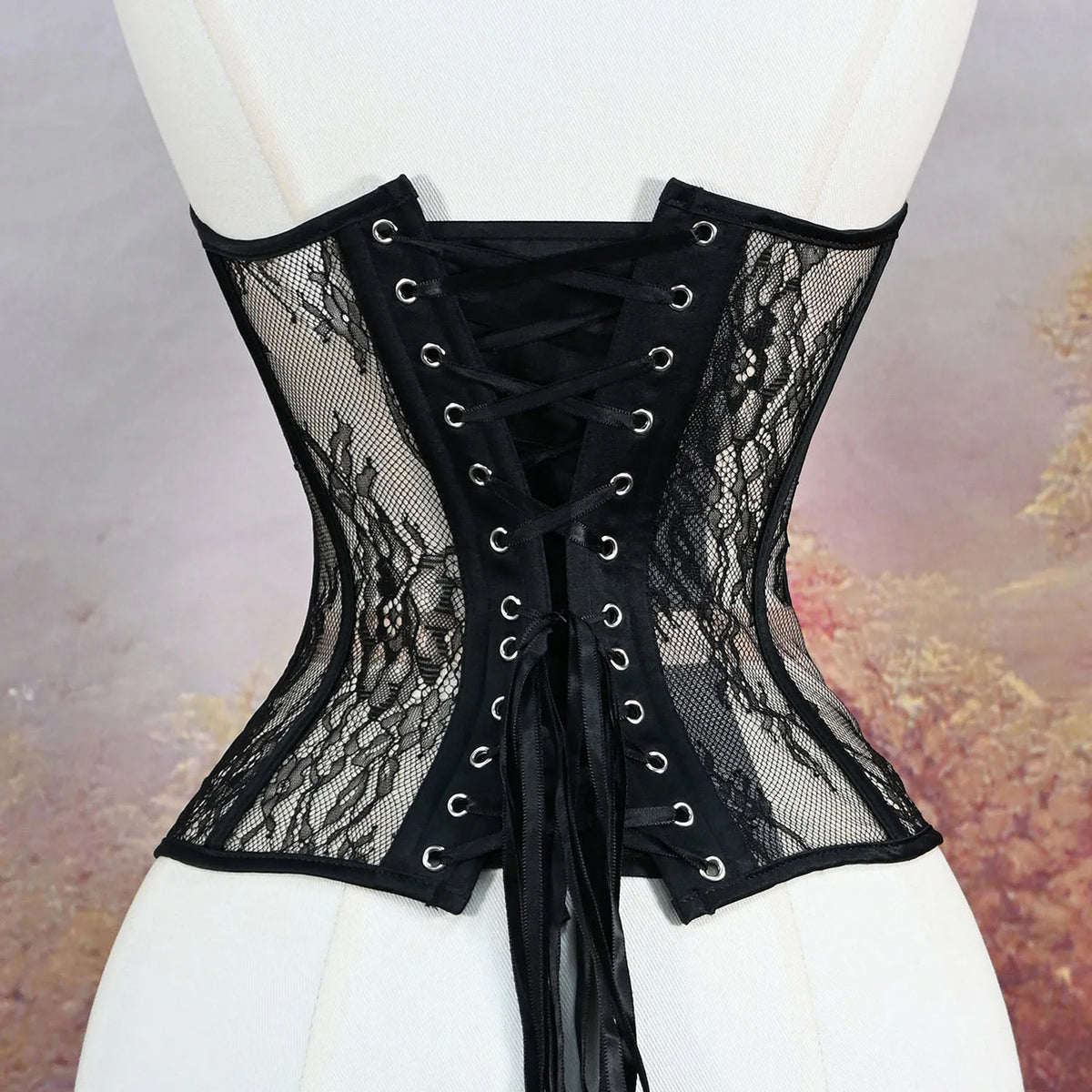 Aço osso korset mulher oco para fora sutiã de renda sem alças bustier superior malha lingerie feminina preto branco biege espartilho