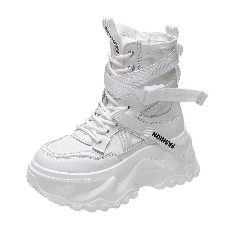 Nova plataforma tênis feminino cruz rendas até luz sapatos casuais designer de moda sapatos vulcanizados casuais marca senhoras botas curtas