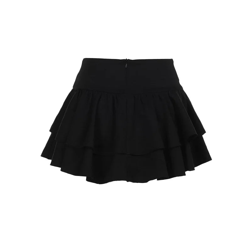 Gótico preto renda cruz mini saia y2k grunge punk cintura alta plissado a linha saias vintage feminino menina estética alt roupas