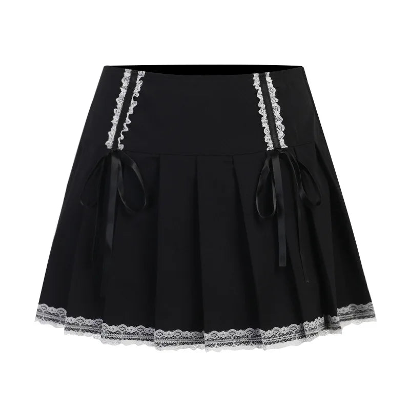 FICHOR-Mulheres Góticas Renda Ruffle Mini Saias, Harajuku, Fairy Grunge, Xadrez Rosa, Plissado, Japonês Lolita Streetwear, Mall Goth