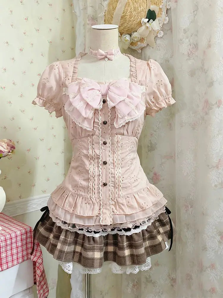 Conjunto Y2K Kawaii com Renda 3 Peças