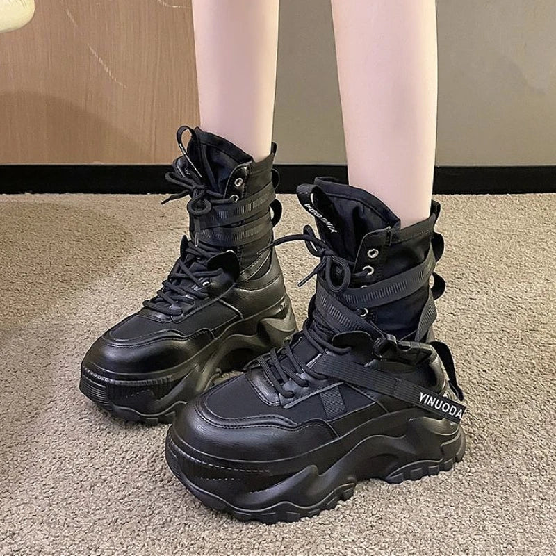 Nova plataforma tênis feminino cruz rendas até luz sapatos casuais designer de moda sapatos vulcanizados casuais marca senhoras botas curtas