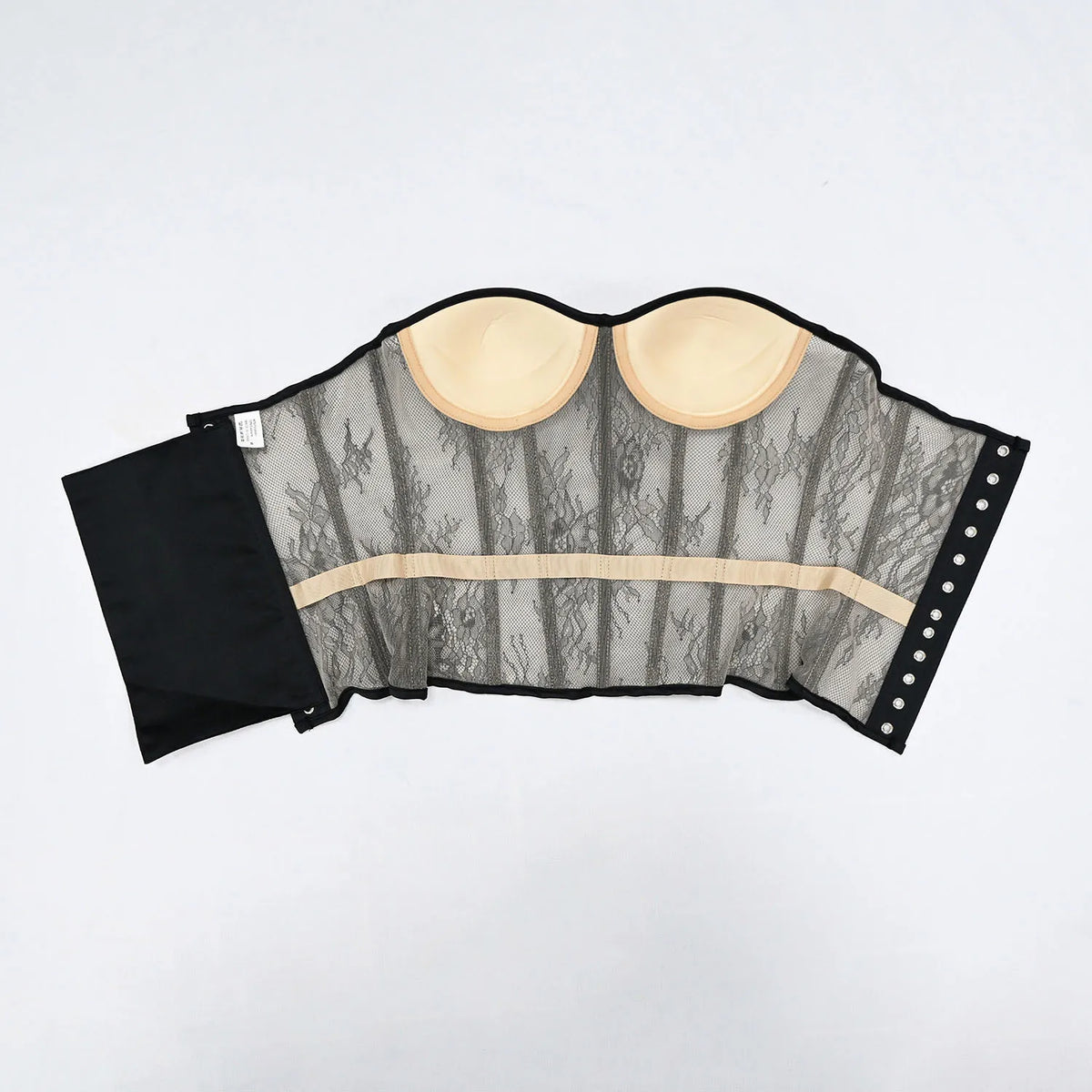 Aço osso korset mulher oco para fora sutiã de renda sem alças bustier superior malha lingerie feminina preto branco biege espartilho