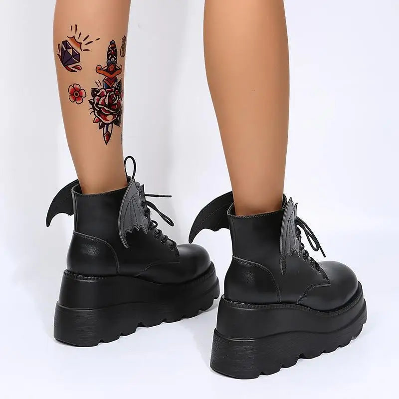2025 marca punk botas femininas senhoras cosplay botas altas conforto longo tubo botas de couro plataforma cunhas sapatos femininos estilo gótico