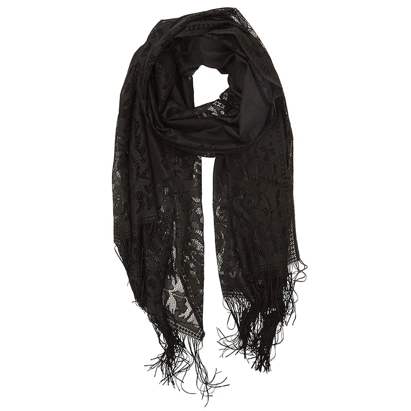 RUNMEI preto amarelo rosa cor floral lenço de renda borla franja xale envoltório flor lenço muçulmano hijabs cachecóis feminino senhoras