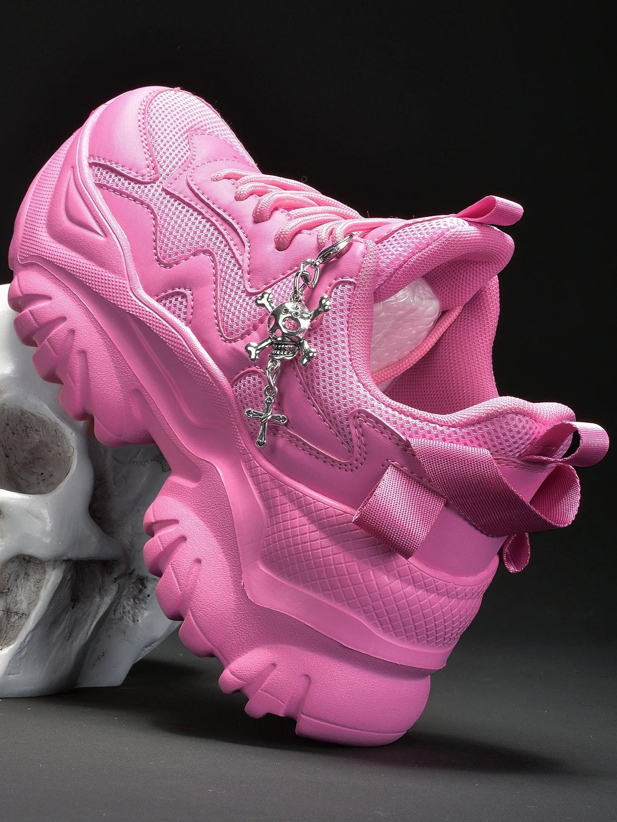 Tênis Casuais Femininos de Moda, Plataforma Branca Pura, Salto Alto, Estilo Punk para Halloween, Tênis Esportivos Leves para Mulheres