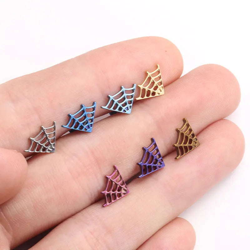 Astm f136 titânio grande aranha web laboratório piercing punk gótico orelha helix plana tragus piercing labret festa de halloween jóias do corpo