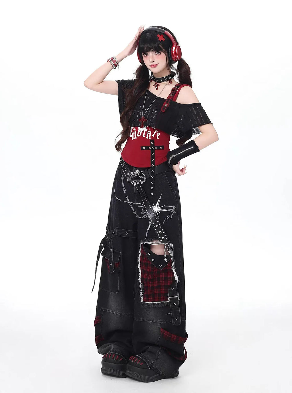 Conjunto Punk Princess Gótico 3 Peças