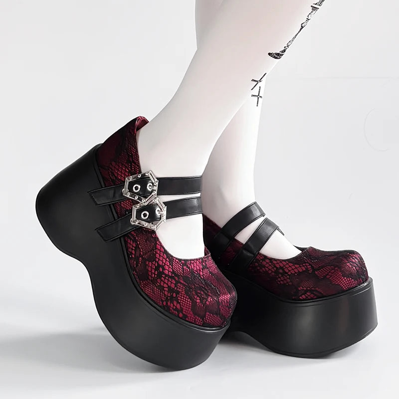 Sapato Lolita Punk Plataforma Nameless Witch