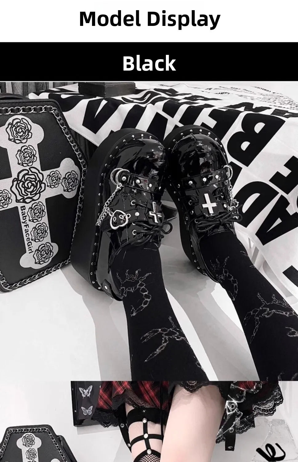 Sapato Plataforma Slip-On Gótico Punk