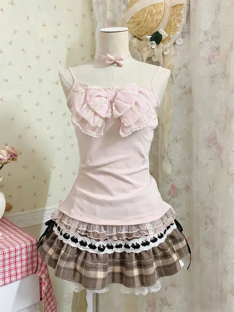 Conjunto Y2K Kawaii com Renda 3 Peças