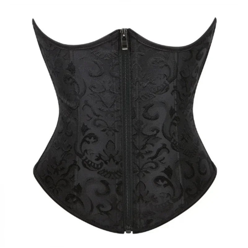 Corset Underbust Plus Size Jacquard Gótico — Cintura Cincher