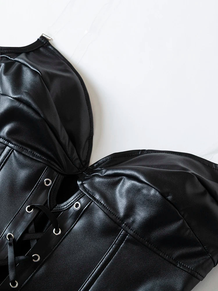 Mulheres sem alças corpete apertado espartilho sexy colete senhoras personalidade streetwear estilo steampunk preto sem costas magro-ajuste topos