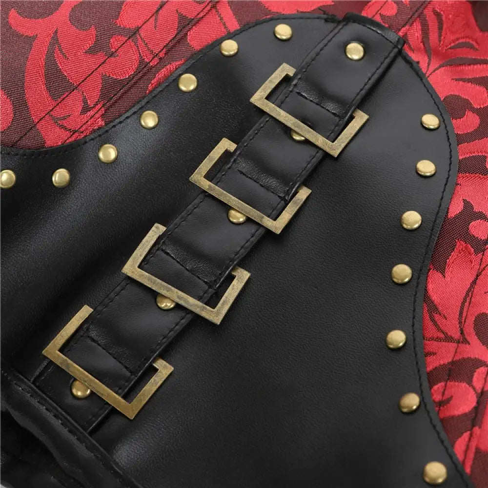 Corset Feminino Estilo Vitoriano Gótico com Alça no Pescoço e Botões - Top Modelador Bustiê