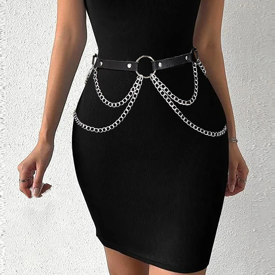    Mulheres sexy cinto de couro cintura corrente arnês moda cintura acessório lazer punk gótico roupas jóias cinto