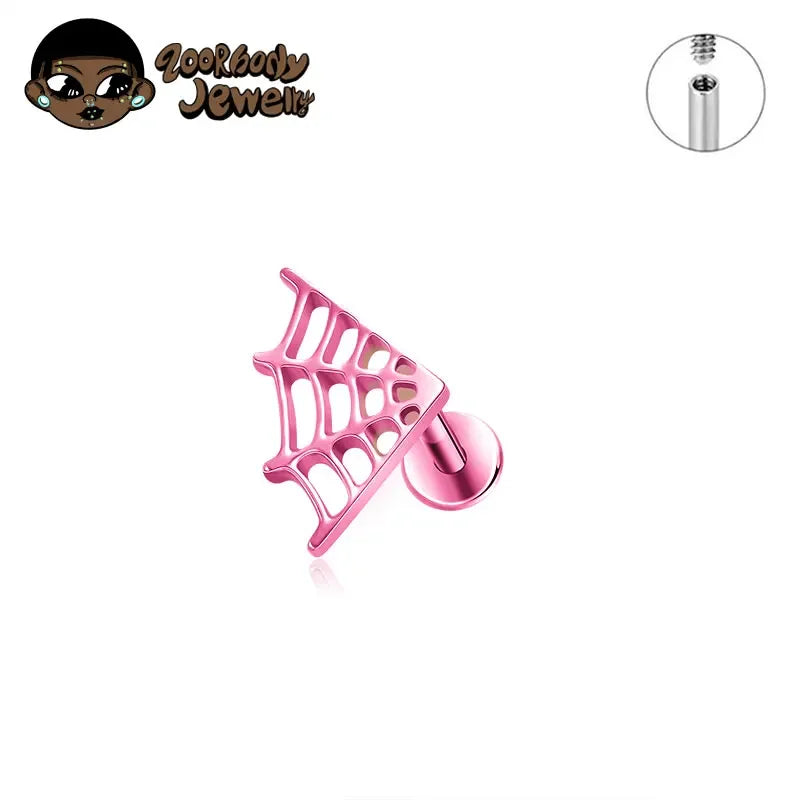 Astm f136 titânio grande aranha web laboratório piercing punk gótico orelha helix plana tragus piercing labret festa de halloween jóias do corpo
