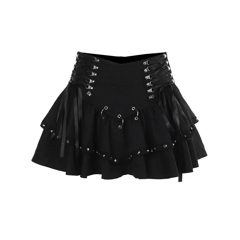 Mini Saia Punk Vintage com Rebites