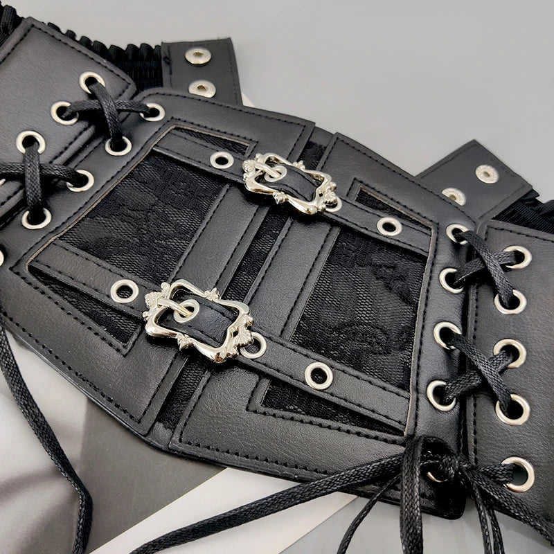Elástico plus size rendas espartilho cintos para mulheres ampla estiramento cummerbunds feminino goth punk vestido espartilho cinto marrom branco cintura