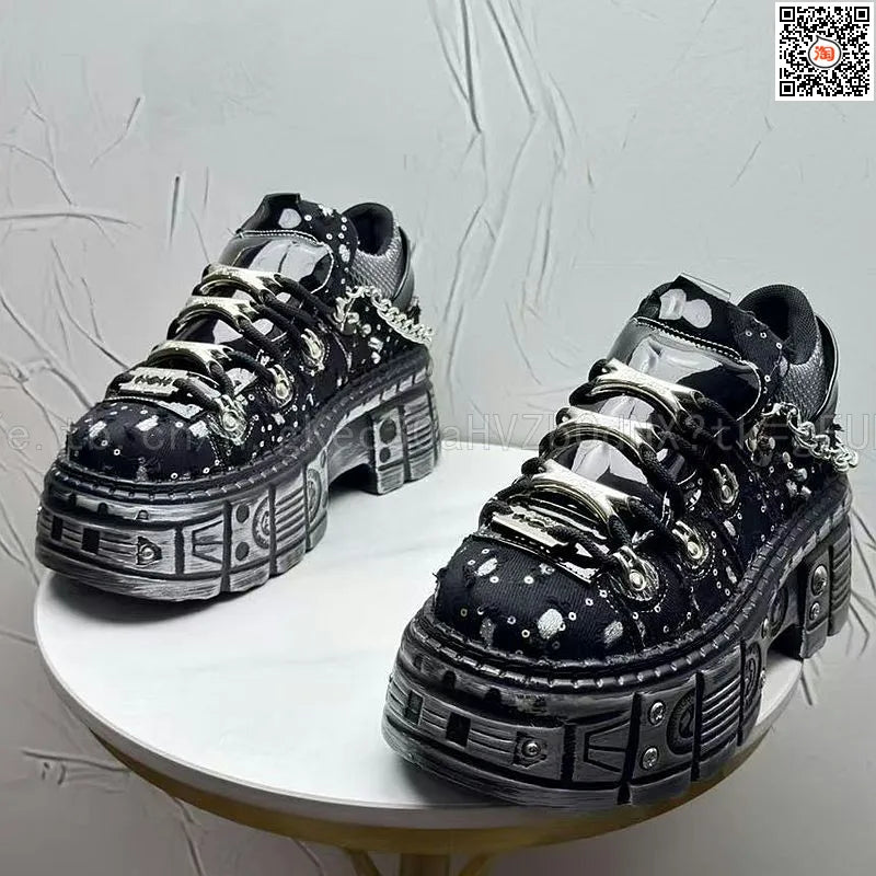 Novo Lançamento Verão 2026: Tênis Masculino Estilo Punk com Plataforma, Personalidade Niche, Moda Urbana Descolada, Modelo Dad Shoes