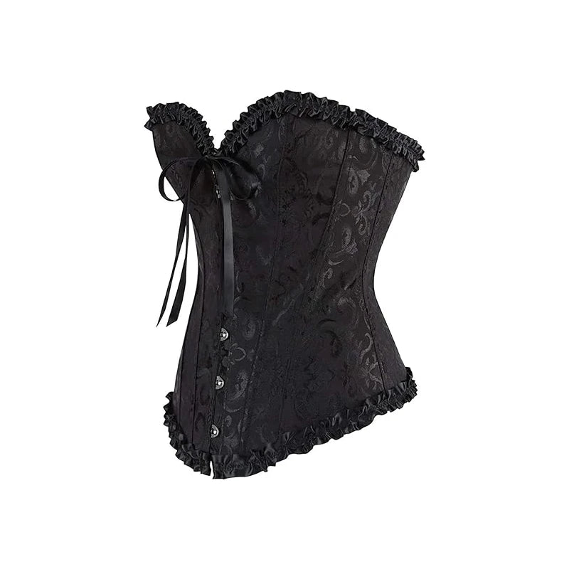 BurVogue Mulheres Lace Up Sexy Floral Desossado Espartilho Overbust Corpo Shaper BustierLingerie Bodyshaper Top Espartilhos Top