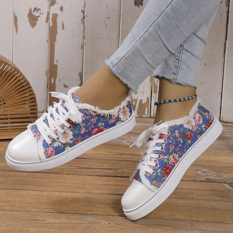 Crânio feminino morcego padrão sapatos vulcanizados sapatos planos moda rendas até tênis feminino casual respirável sapato de lona 2024