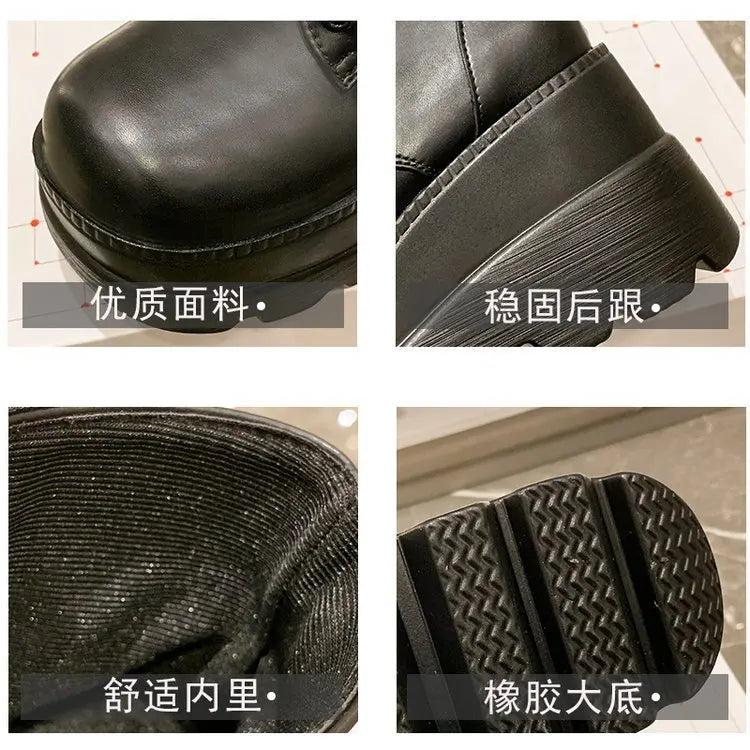 2025 marca punk botas femininas senhoras cosplay botas altas conforto longo tubo botas de couro plataforma cunhas sapatos femininos estilo gótico