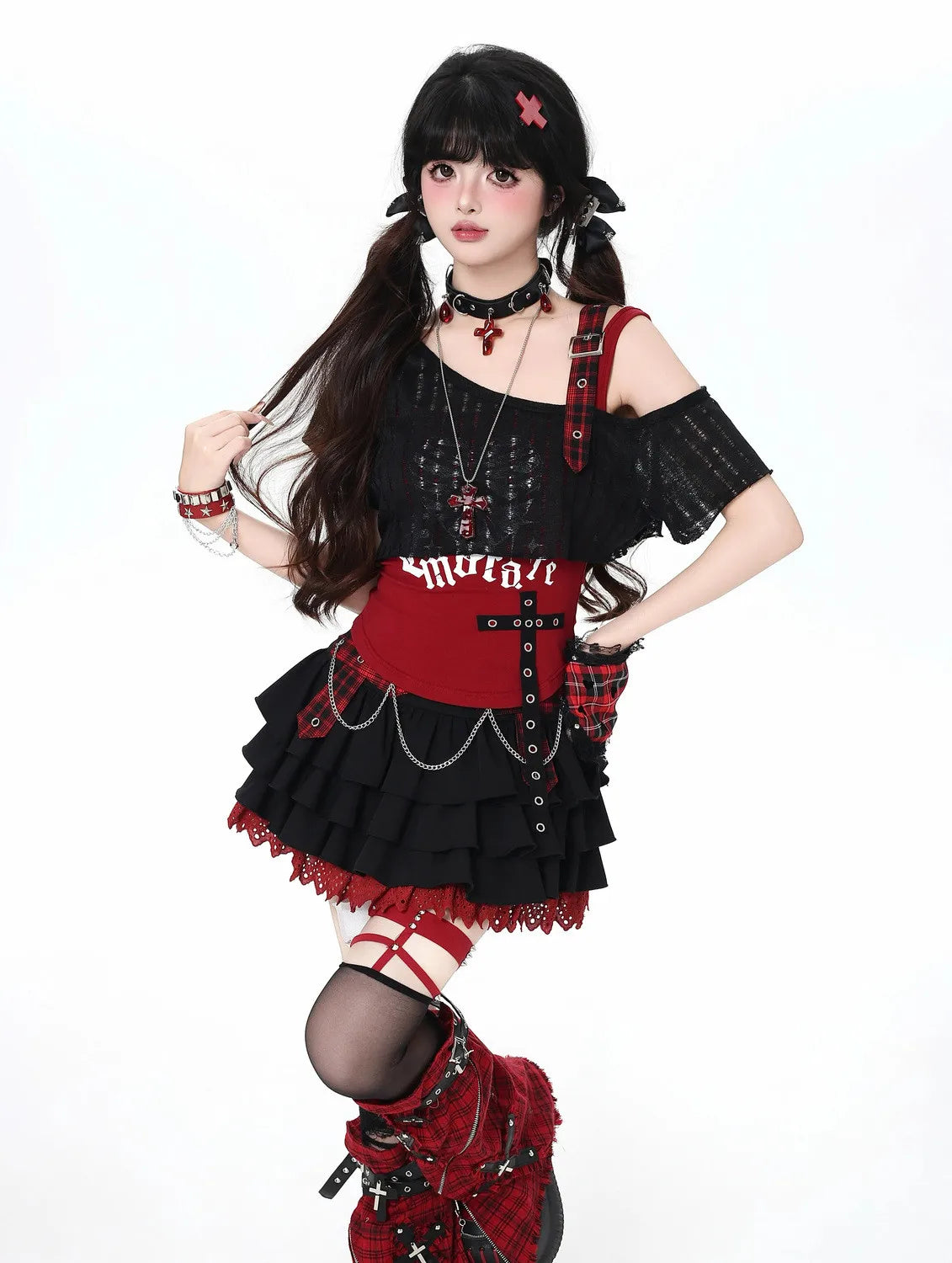 Conjunto Punk Princess Gótico 3 Peças