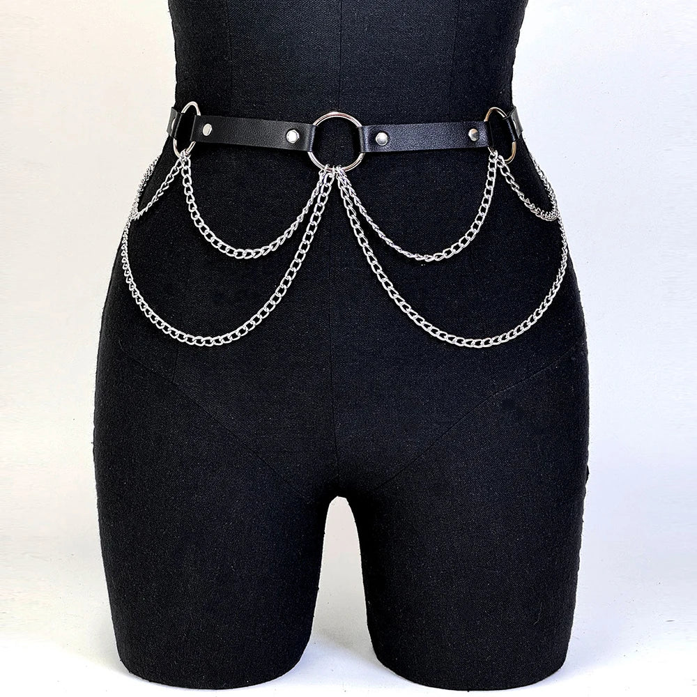    Mulheres sexy cinto de couro cintura corrente arnês moda cintura acessório lazer punk gótico roupas jóias cinto