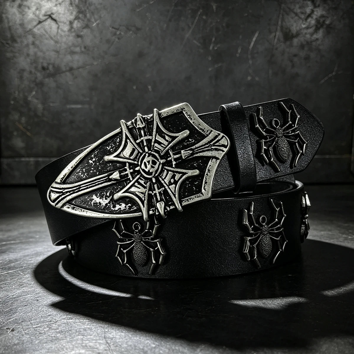 Cinto de Luxo com Strass e Design de Aranha para Homens, Acessório Gótico para Calças Jeans Femininas, Cinto Punk de 3,8cm de Largura para o Dia das Bruxas