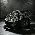 Cinto de Luxo com Strass e Design de Aranha para Homens, Acessório Gótico para Calças Jeans Femininas, Cinto Punk de 3,8cm de Largura para o Dia das Bruxas