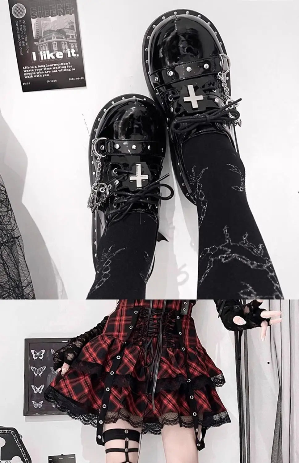 Sapato Plataforma Slip-On Gótico Punk