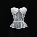Aço osso korset mulher oco para fora sutiã de renda sem alças bustier superior malha lingerie feminina preto branco biege espartilho