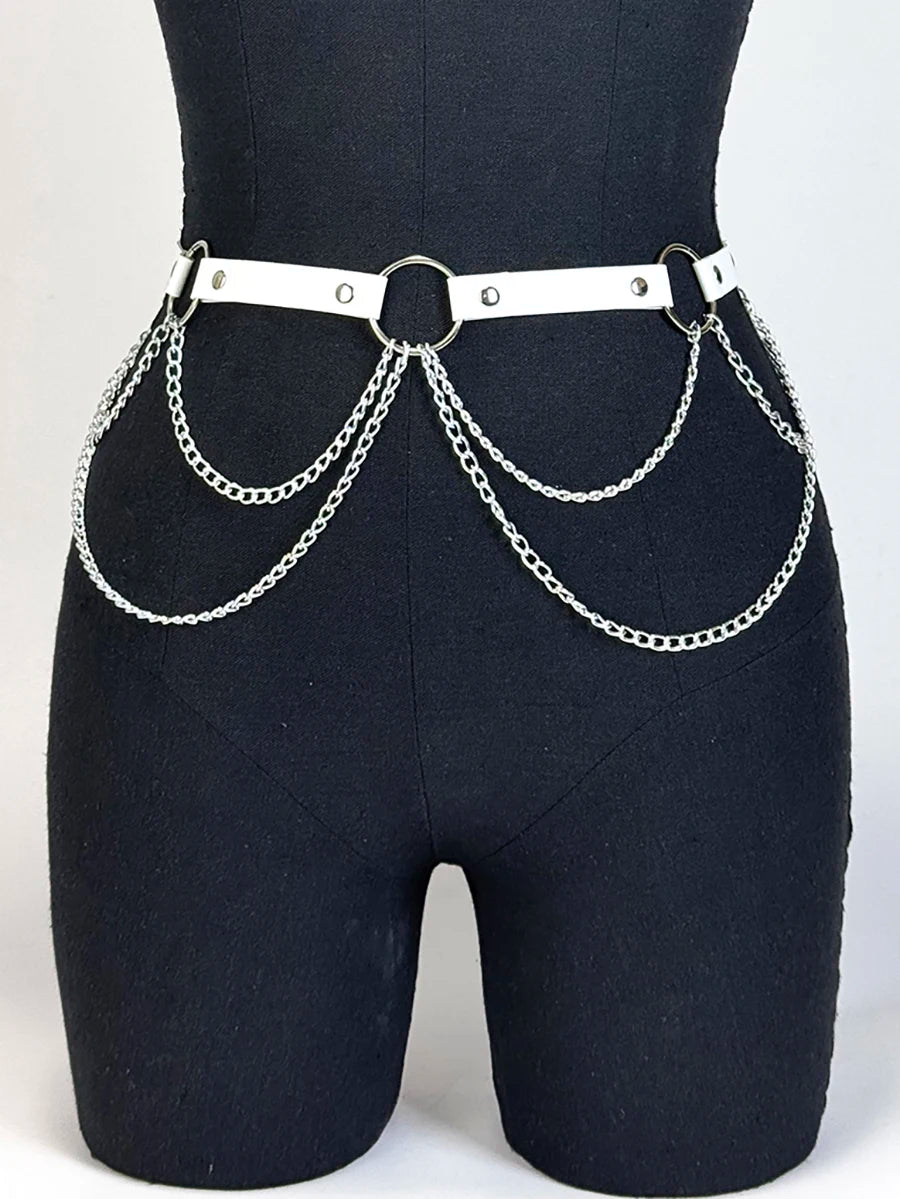    Mulheres sexy cinto de couro cintura corrente arnês moda cintura acessório lazer punk gótico roupas jóias cinto