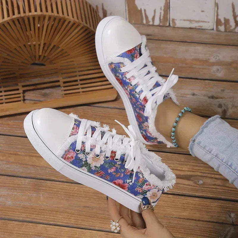 Crânio feminino morcego padrão sapatos vulcanizados sapatos planos moda rendas até tênis feminino casual respirável sapato de lona 2024