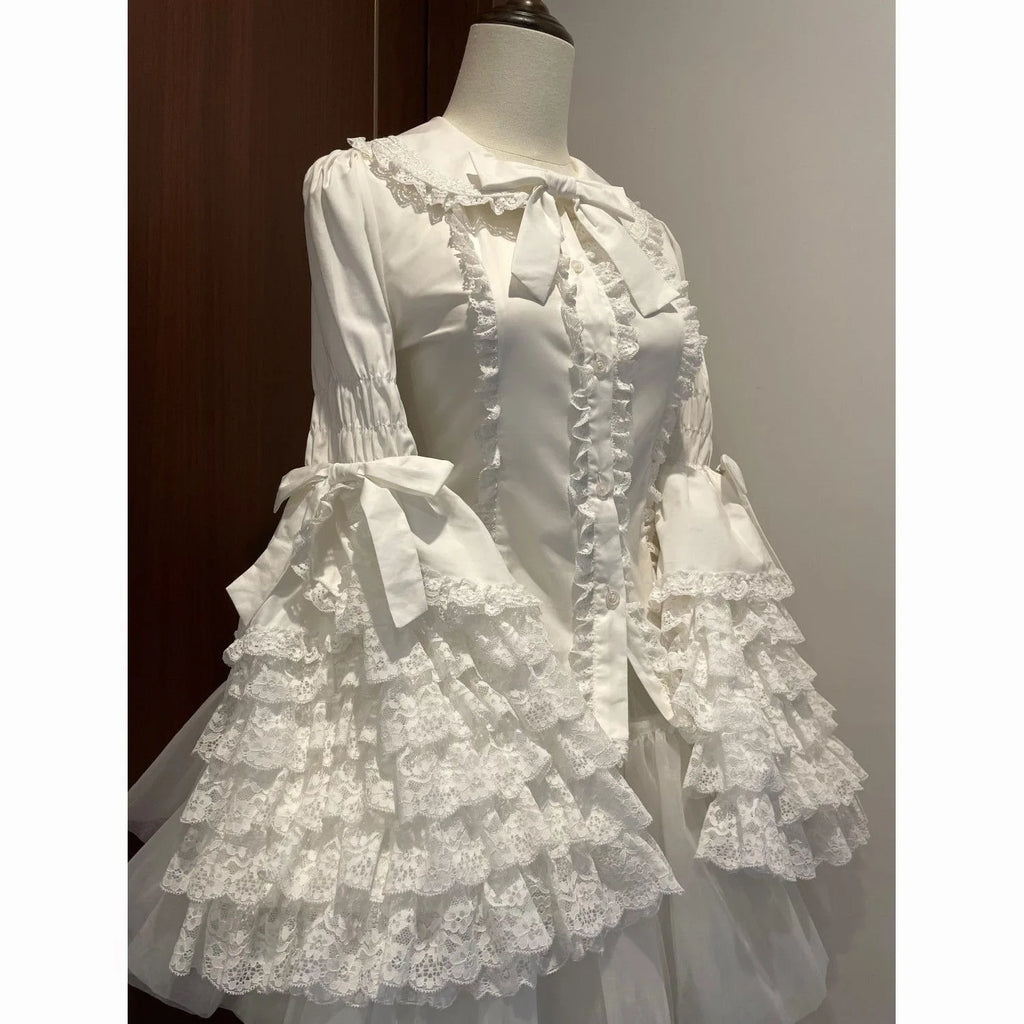 Camisa de Renda Estilo Boneca Lolita, Blusa Versátil de Manga Longa para o Verão, Roupa Interna Lolita Fofa