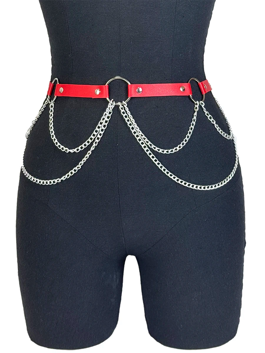    Mulheres sexy cinto de couro cintura corrente arnês moda cintura acessório lazer punk gótico roupas jóias cinto