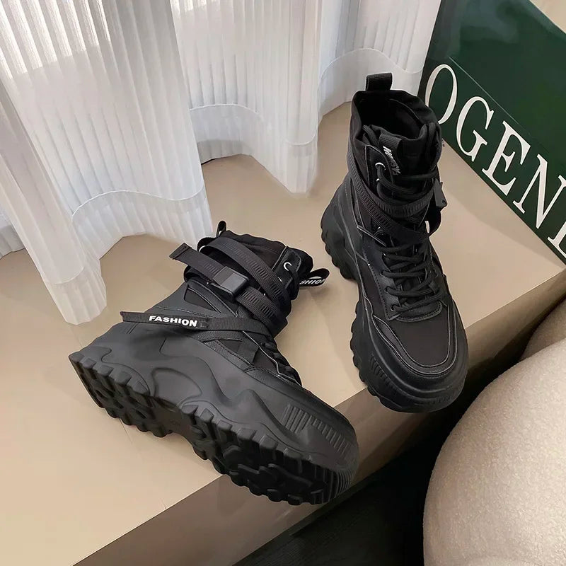 Nova plataforma tênis feminino cruz rendas até luz sapatos casuais designer de moda sapatos vulcanizados casuais marca senhoras botas curtas