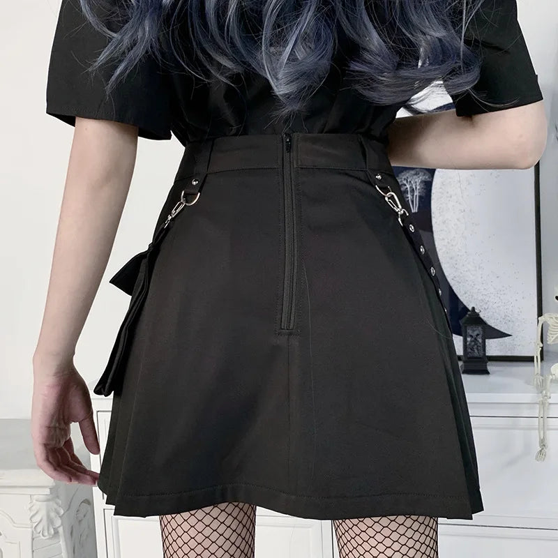 FICHOR-Mulheres Góticas Renda Ruffle Mini Saias, Harajuku, Fairy Grunge, Xadrez Rosa, Plissado, Japonês Lolita Streetwear, Mall Goth