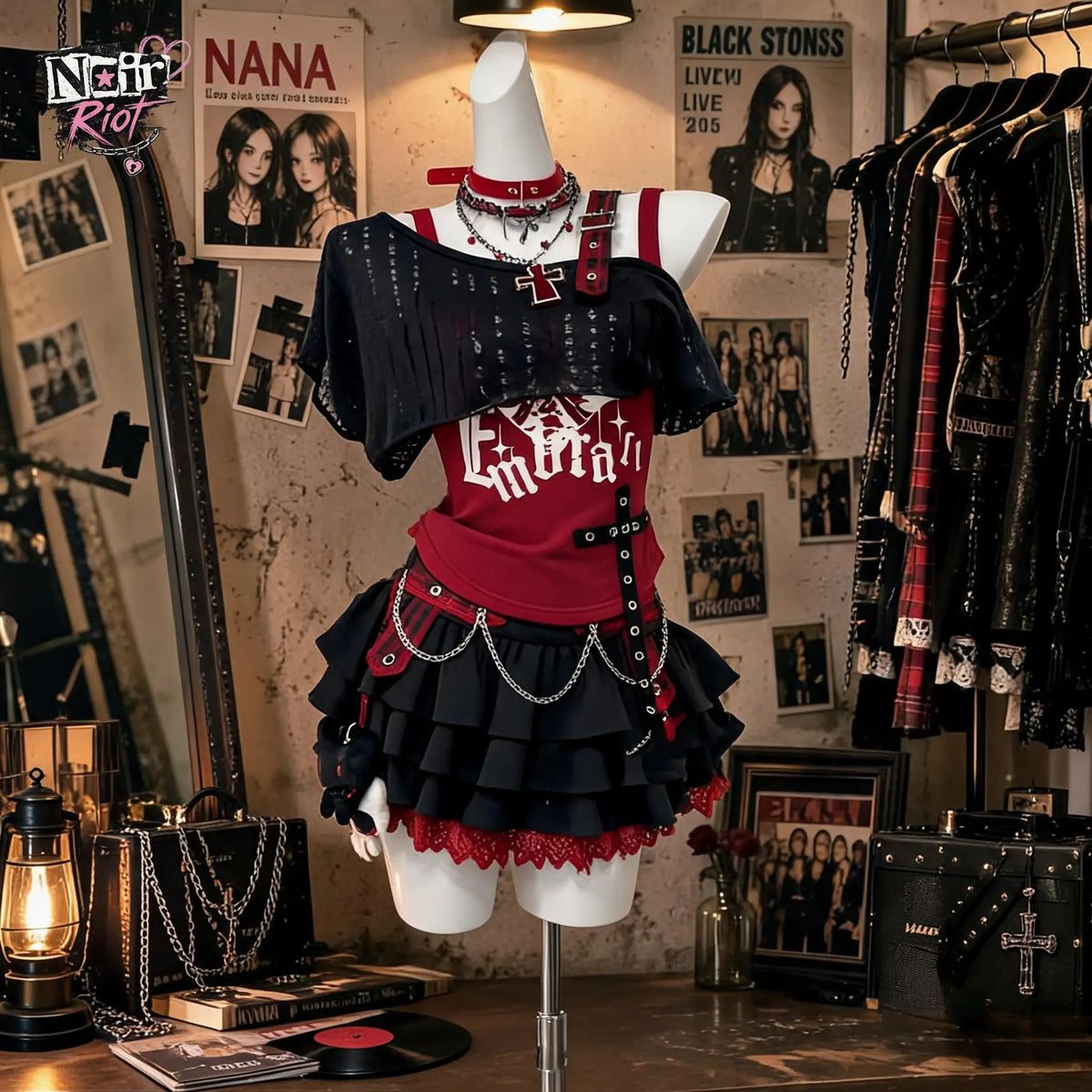 Conjunto Punk Princess Gótico 3 Peças