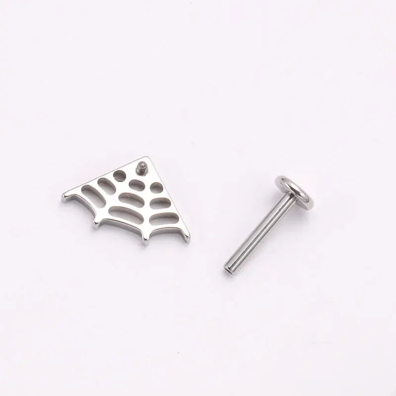 Astm f136 titânio grande aranha web laboratório piercing punk gótico orelha helix plana tragus piercing labret festa de halloween jóias do corpo